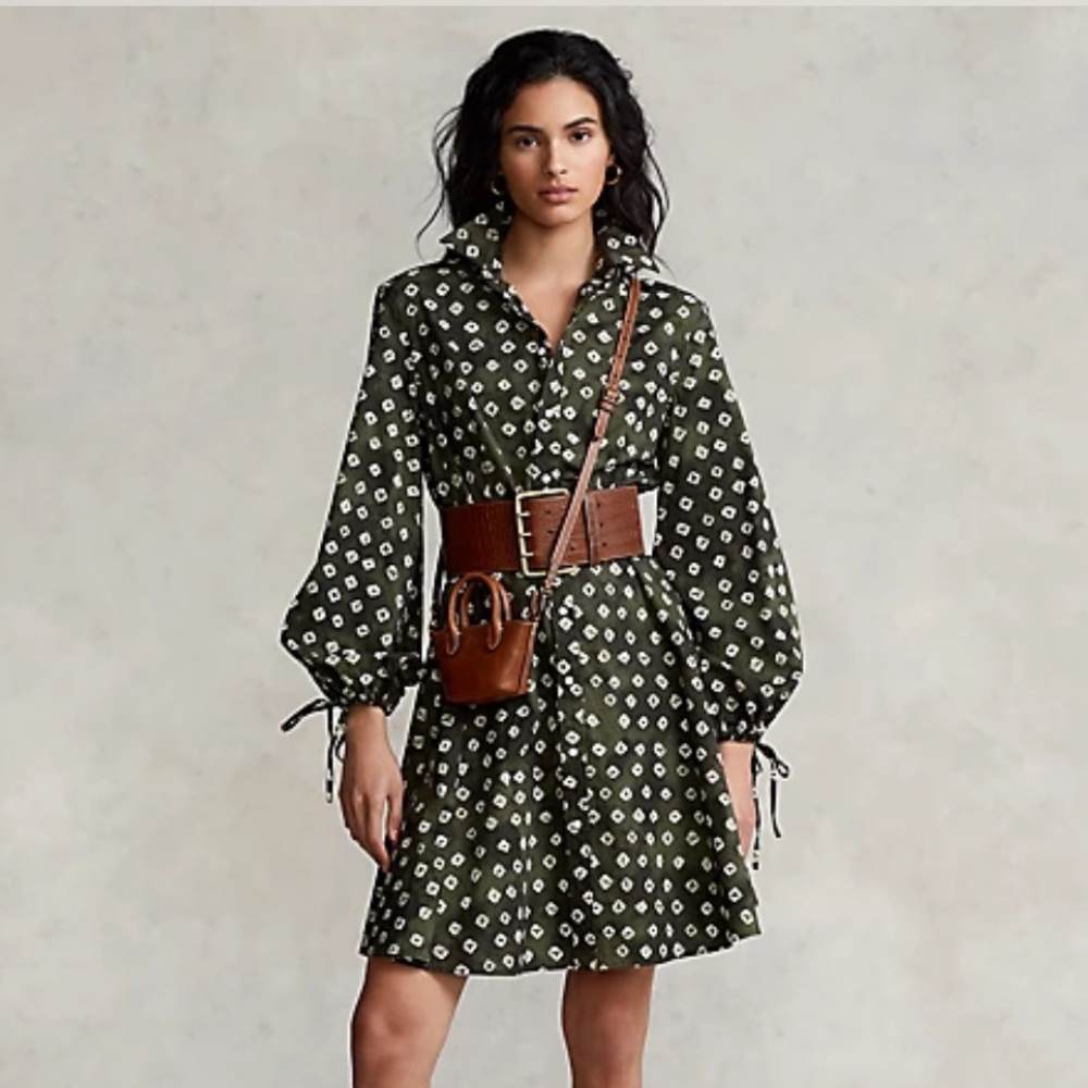 Polo Ralph Lauren Block-Print Tie-Cuff Cotton Shirtdress - Picture 5 of 10